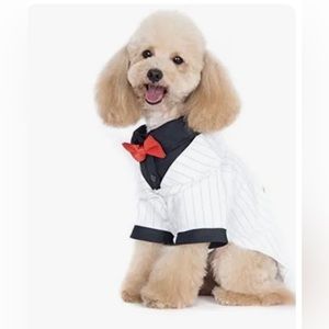Alfie Dog Oscar Formal Tux w/Red Bow Tie & Black Tie Costume NWT  Size XS